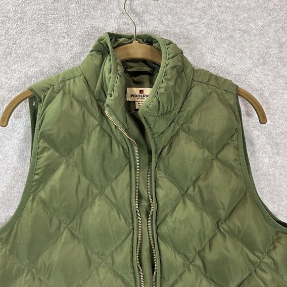 Woolrich Womens Quilted Down Puffer Vest Olive Green M Gorp Core Hiking Outdoor - Picture 10 of 11